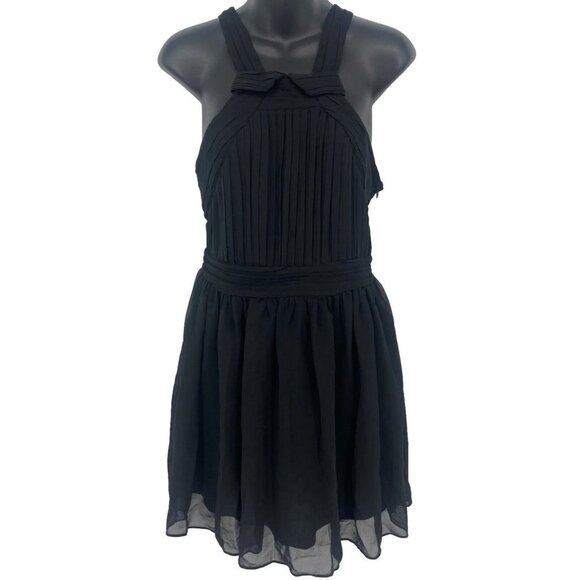 Ark and Co Women Dress Black Size Medium Sleeveless Halter Pleated Chiffon Shift - Picture 1 of 7